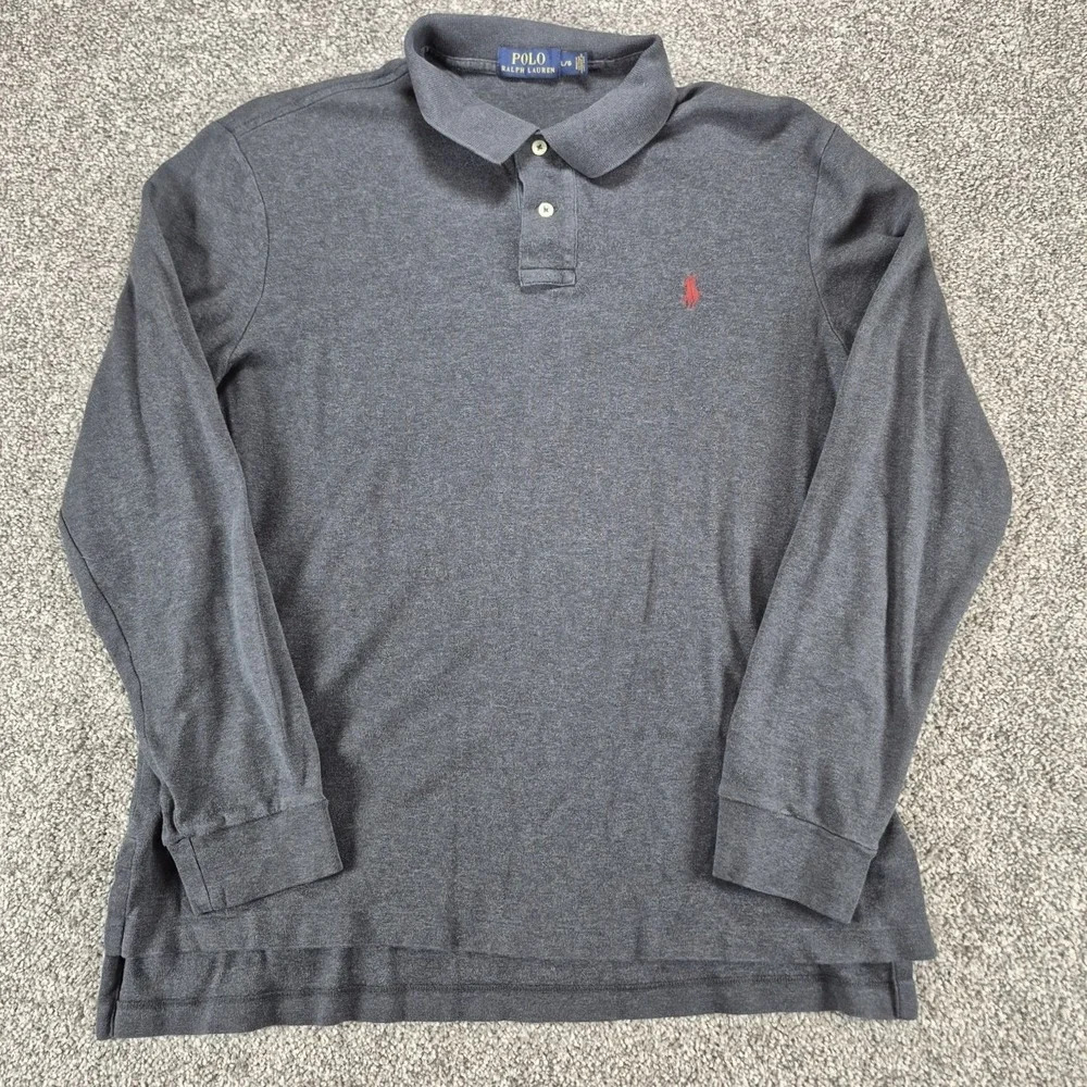 Polo Ralph Lauren‎ Rugby Polo Shirt Mens Large Dark Gray Long Sleeve Pony